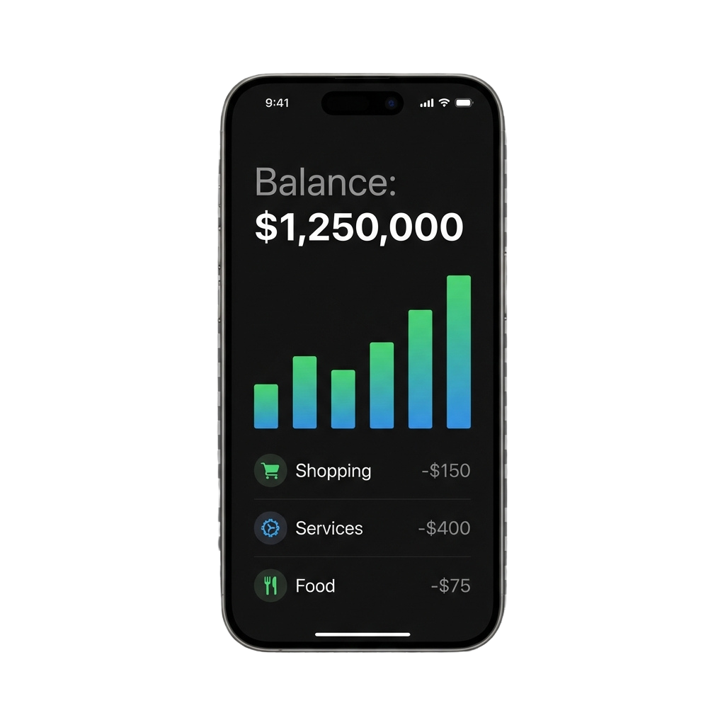 Interfaz simple de la aplicación Mi Billete mostrando el control de gastos mensuales en Chile